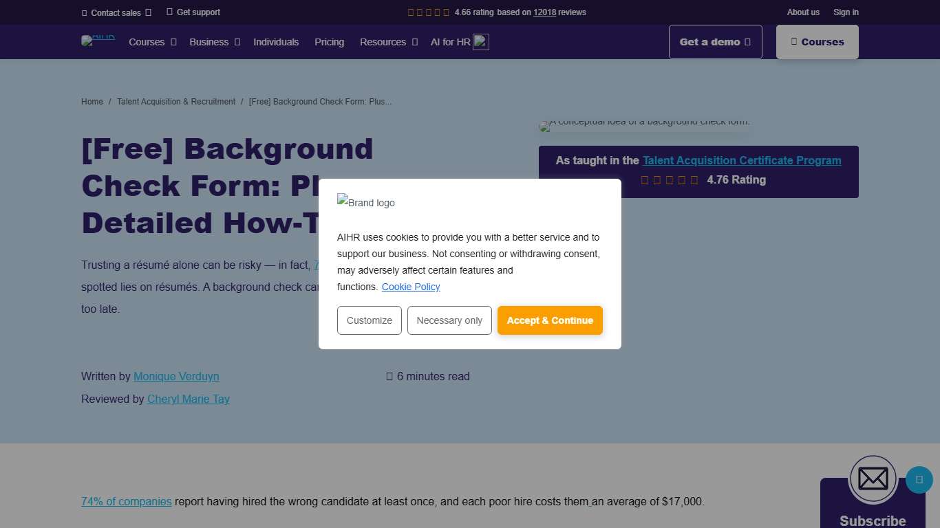 [Free] Background Check Form: Plus a Detailed How-To Guide - AIHR